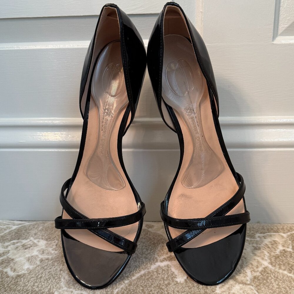 💋 Black Patent Stilettos | | Size 8 | Open Toe Classic | w/Couture Insoles